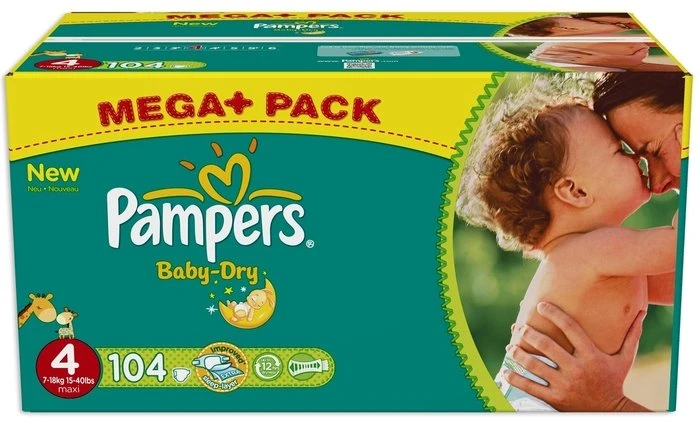 Pampers Baby-Dry Gr.4 Einwegwindel, 7-18kg, 104 Stück