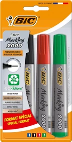 BIC Marking 2000 ECOlutions Permanentmarker Rundspitze 1.7mm schwarz/blau/rot/grün, 4er-Set, Blister
