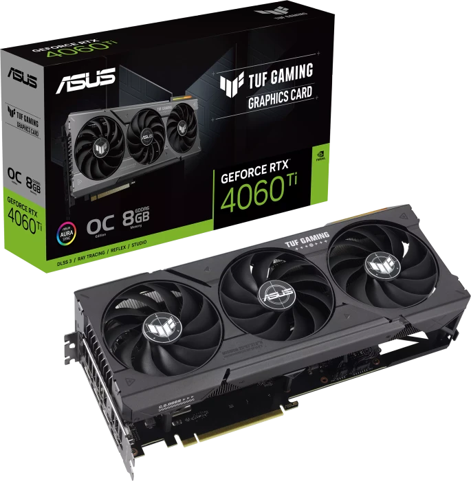 ASUS TUF Gaming GeForce RTX 4060 Ti OC, TUF-RTX4060TI-O8G-GAMING, 8GB GDDR6, HDMI, 3x DP