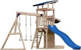 Axi Spielturm Malik mit Rutsche und Doppelschaukel natur/blau
