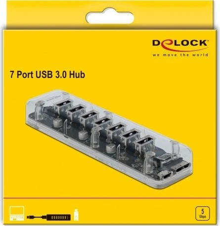 DeLOCK USB-Hub, 7x USB-A 3.0, USB 3.0 Micro-B [Buchse]