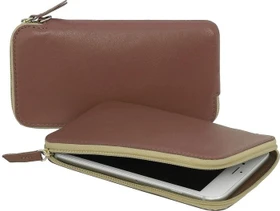 Stilgut Ledertasche mit Reißverschluss L cognac-braun