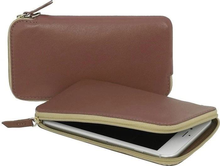 Stilgut Ledertasche mit Reißverschluss L cognac-braun
