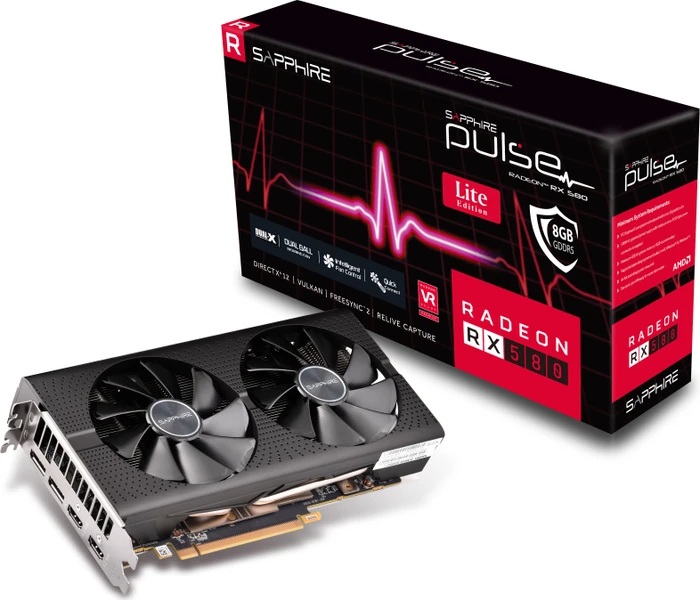 Sapphire Pulse Radeon RX 580 8G G5 OC Lite, 8GB GDDR5, 2x HDMI, 2x DP, lite retail