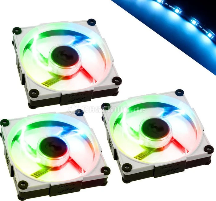 In Win Aurora RGB, schwarz/weiß, LED-Steuerung, LED-Strips, 120mm, 3er-Pack