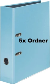 Falken PastellColor Ordner 2-Ring, 80mm, A4, himmelblau, 5er-Pack