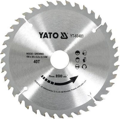 Yato YT-60489 HM Kreissägeblatt 40Z, 190x2.2x30mm, 1 Stück