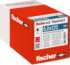 fischer PowerFull FPFII CHTF 6.0x120 BC 100 Vollgewindeschraube, 6x120mm, 100 Stück