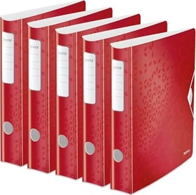 Leitz Qualitäts Ordner 2-Ring 180° Active WOW, 65mm, A4, rot, 5er-Pack