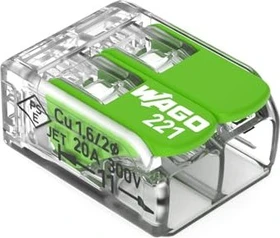 Wago Green Range Verbindungsklemme mit Hebeln bis 4mm² 2-Leiter, 16 Stück