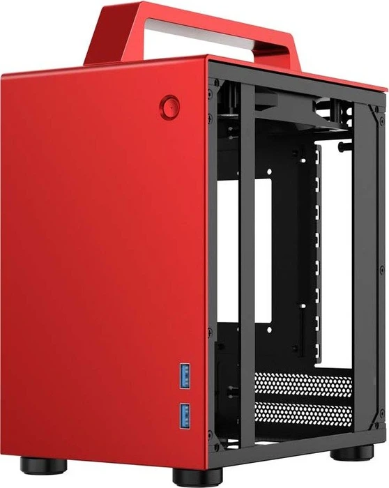 Jonsbo T8, rot, Glasfenster, Mini-ITX