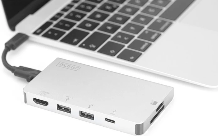 Digitus Multiport Travel Dock, USB-Hub, Dual-Slot-Cardreader, USB-C 3.0 [Buchse]