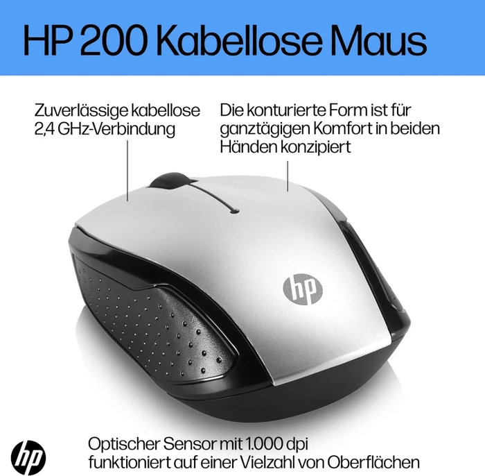 HP 200 Wireless Mouse silber, USB