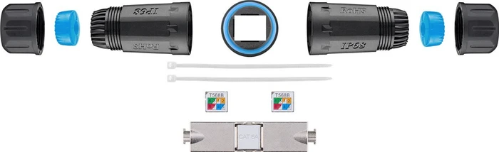 Wentronic Goobay Verbinder für Netzwerkkabel, Cat6a STP Modularstecker, Outdoor