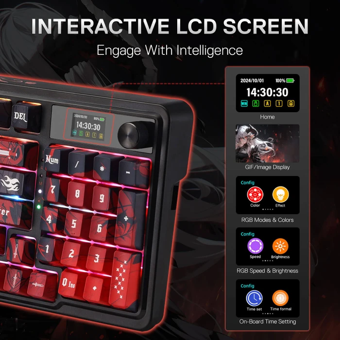 Redragon Artemis K719 Pro Wireless, Anime Edition, LEDs RGB, Hi-Fi Custom, USB/Bluetooth, US