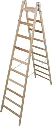 Krause Stabilo Professional Holz-Sprosse 2-tlg. Stehleiter, 2x 10 Stufen