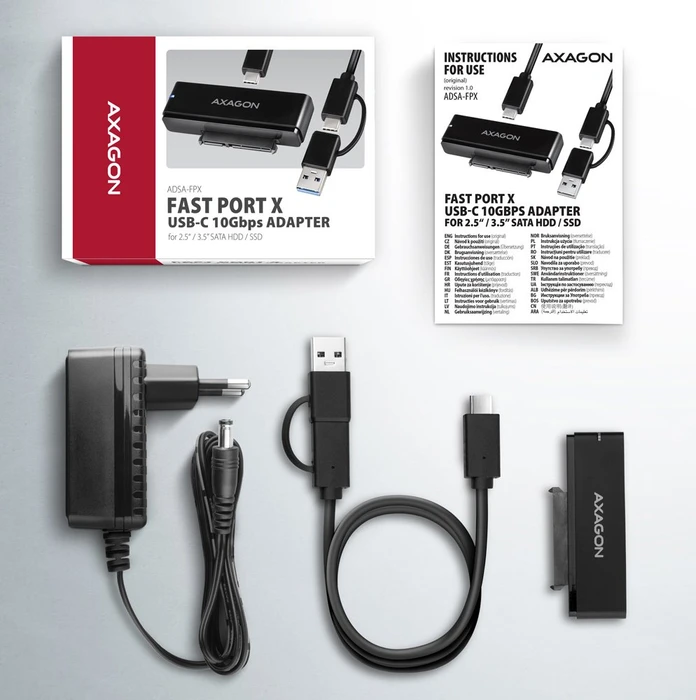Axagon 2.5"/3.5" Adapter, USB-C 3.1, USB -> SATA