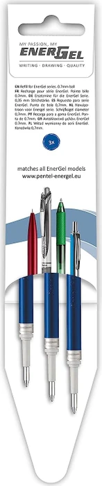 Pentel EnerGel Roller Pen LR7-CX Tintenrollermine 0.35mm (0.7mm Ball) blau, 3er-Pack