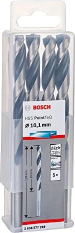 Bosch Professional HSS PointTeQ Spiralbohrer, 10.1x87x133mm, 5 Stück
