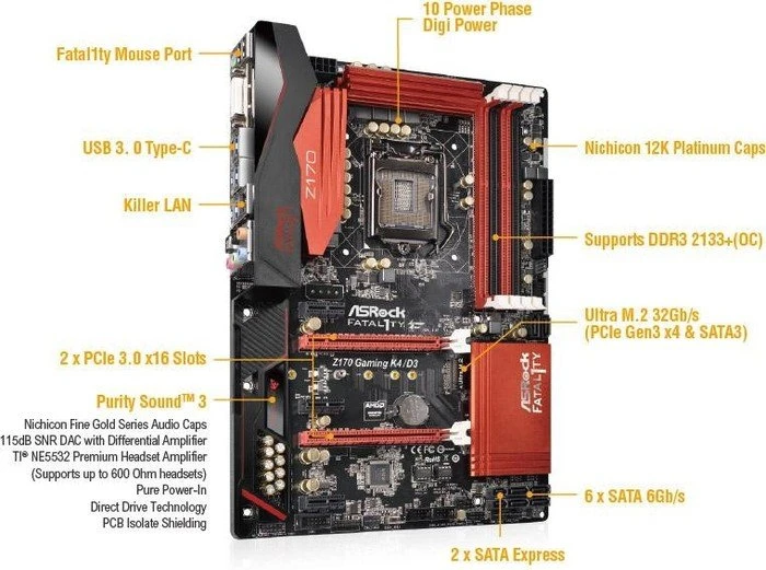 ASRock Fatal1ty Z170 Gaming K4/D3 (Intel 1151)