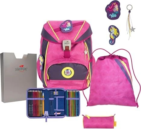 DerDieDas ErgoFlex Exklusiv Superflash Pink Mermaid Schultaschen-Set, 5-tlg.