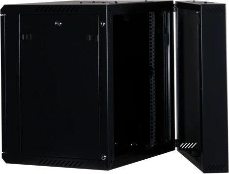 Rockstable 19" Wandschrank 12HE, Sicherheitsglastür, IP2X, schwarz, 600mm tief
