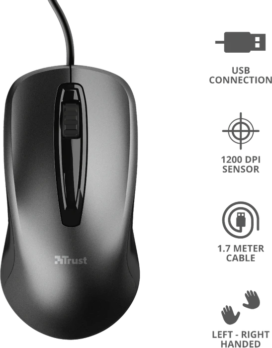 Trust Carve Mouse schwarz, USB