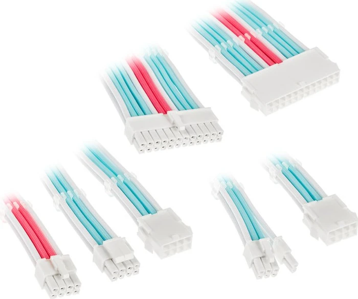Kolink Core Adept Braided Cable Extension Kit, Brilliant White/Neon Blue/Pure Pink