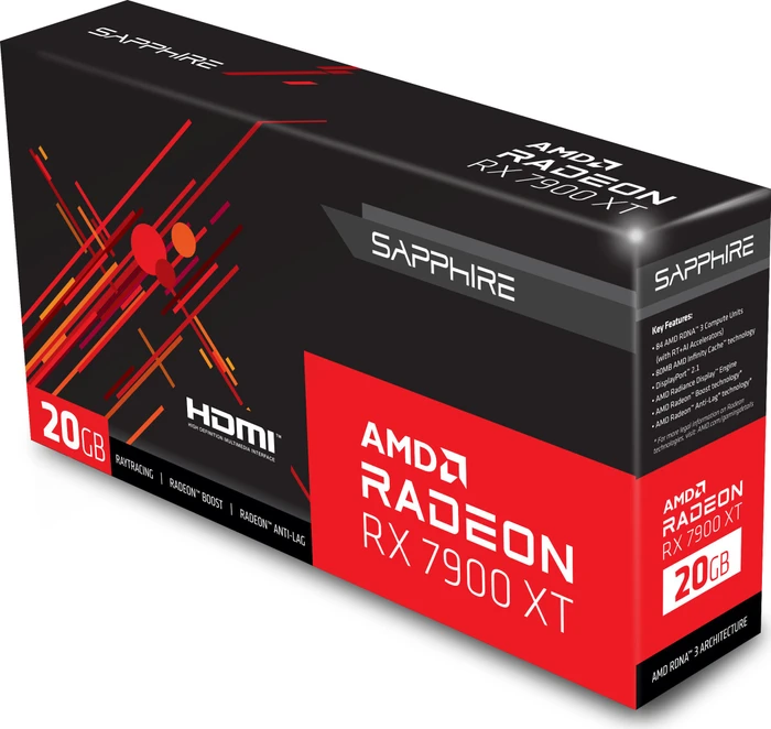 Sapphire Radeon RX 7900 XT, 20GB GDDR6, HDMI, USB-C, 2x DP, lite retail