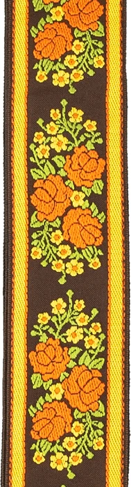 D'Addario Peace & Love Woven Guitar Strap Brown and Yellow