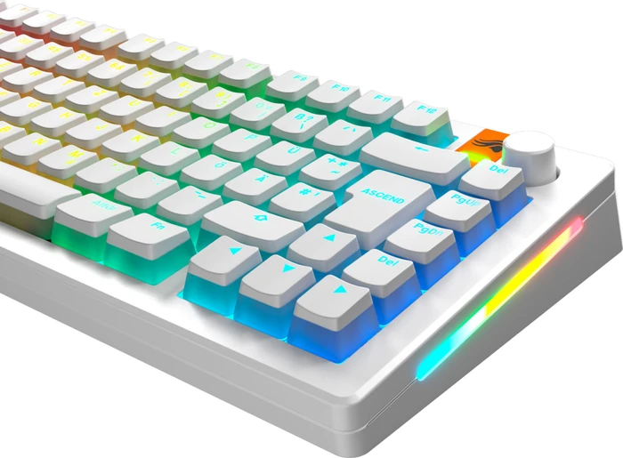Glorious Aura V3 Keycaps, Kunststoff (PBT) Double-Shot, weiß/transparent, 131 Tasten, ISO-DE