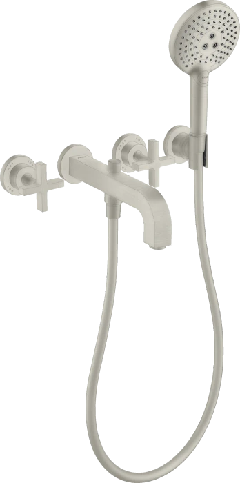 Hansgrohe Axor Citterio 3-Loch Wannenkombination mit Kreuzgriffen und Rosetten edelstahloptik