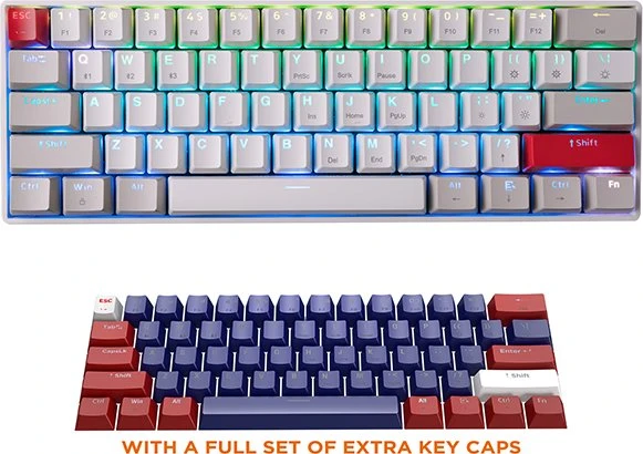 Newmen GM610 60% Wireless Mechanical Gaming Keyboard, LEDs RGB, Outemu Red, USB/Bluetooth, US