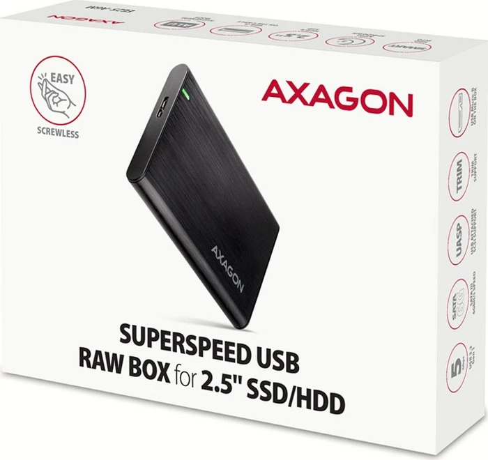 Axagon Raw Box Festplattengehäuse, schwarz, 2.5", USB 3.0 Micro-B
