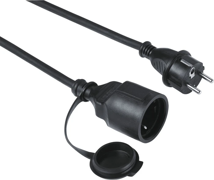 Hama Verlängerungskabel "Outdoor" IP44 mit Schutzdeckel, 10m schwarz