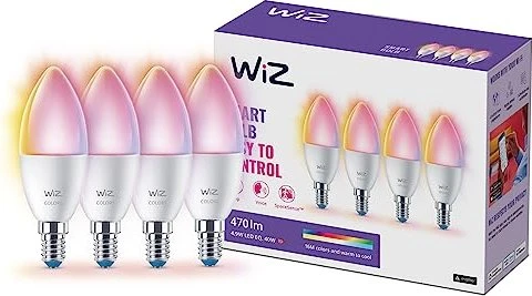 WiZ Colors LED Kerze 4.9W E14 C37, 4 Stück