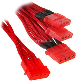 BitFenix Alchemy 4-Pin Molex auf 3x 4-Pin Molex 55cm, sleeved rot/rot