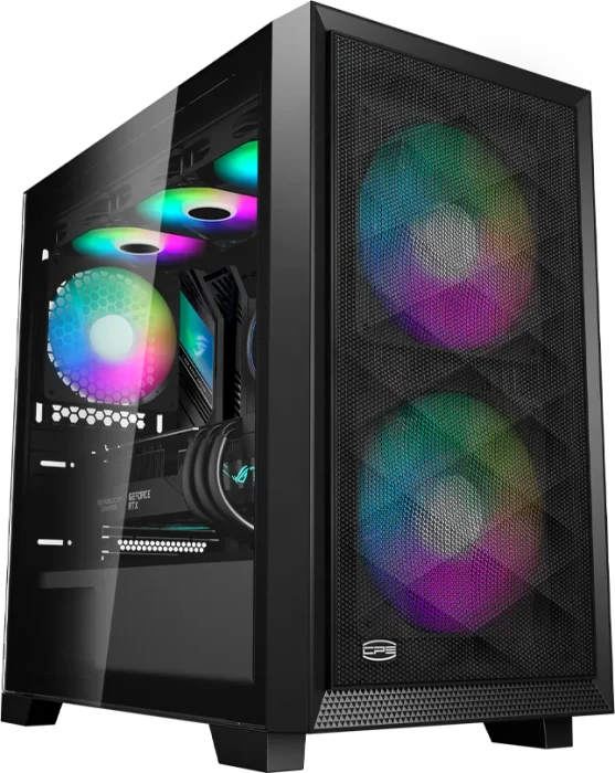 PCCooler C3D310 BK ARGB, schwarz, Glasfenster