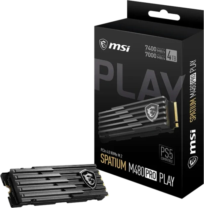 MSI Spatium M480 Pro PLAY 4TB, M.2 2280 / M-Key / PCIe 4.0 x4, Kühlkörper