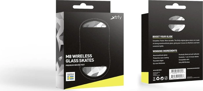 Cherry Xtrfy M8 Wireless Glass Skates, Mausgleiter, Litus White, grau/weiß