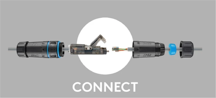 Wentronic Goobay Verbinder für Netzwerkkabel, Cat6a UTP Modularstecker, Outdoor