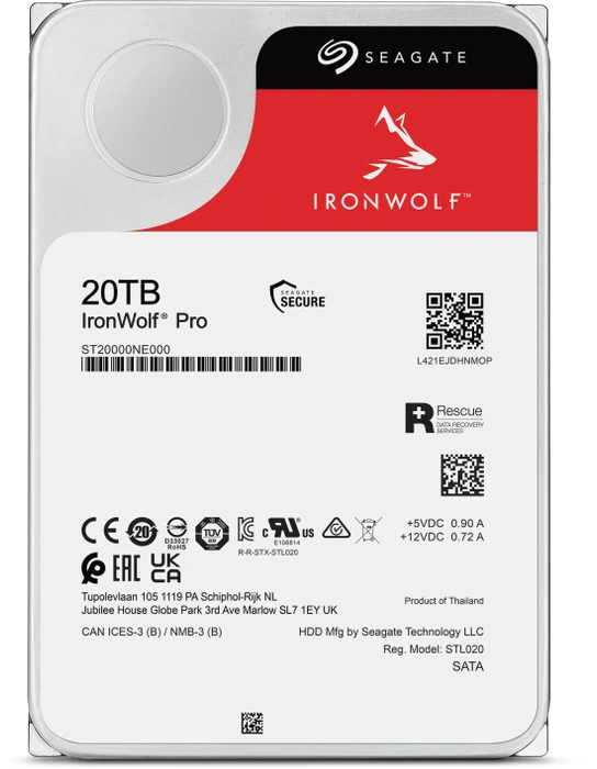 Seagate IronWolf Pro NAS HDD +Rescue 20TB, 24/7, 512e / 3.5" / SATA 6Gb/s