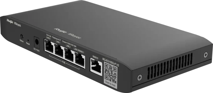 Ruijie Reyee EG100 RG-EG105G-P-V2 Desktop Gigabit Smart Router, 5x RJ-45, 54W PoE+, V2