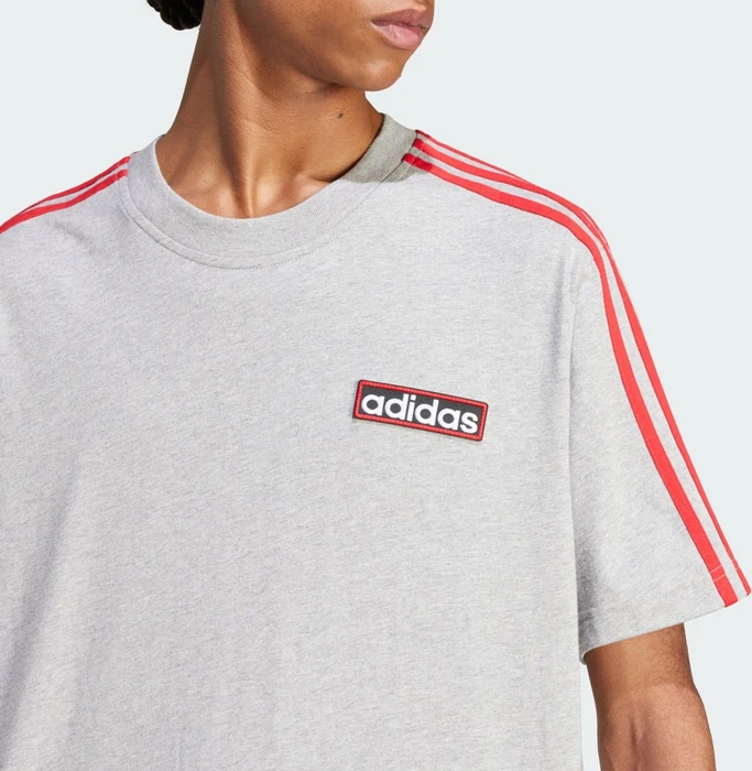 adidas Adicolor Adibreak T-Shirt kurzarm medium grey heather/better scarlet (Herren)