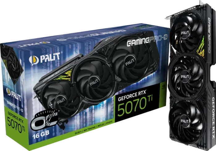 Palit GeForce RTX 5070 Ti GamingPro-S OC, 16GB GDDR7, HDMI, 3x DP