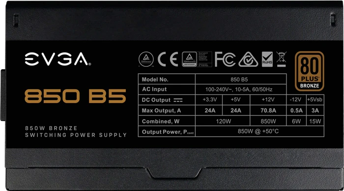 EVGA B5 850 850W, ATX 2.52