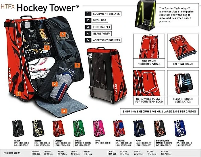 Grit HTFX Hockey Tower Senior 36" Sporttasche schwarz