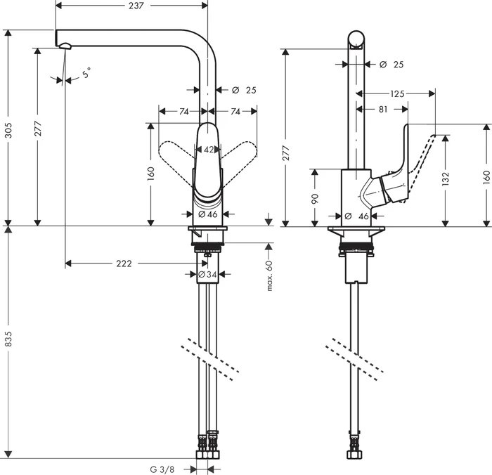 Hansgrohe Focus M41 280 1jet mattschwarz