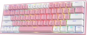 Redragon K617 Fizz, 60%, rosa/weiß, LEDs RGB, hot-swap, Outemu Red, USB, US