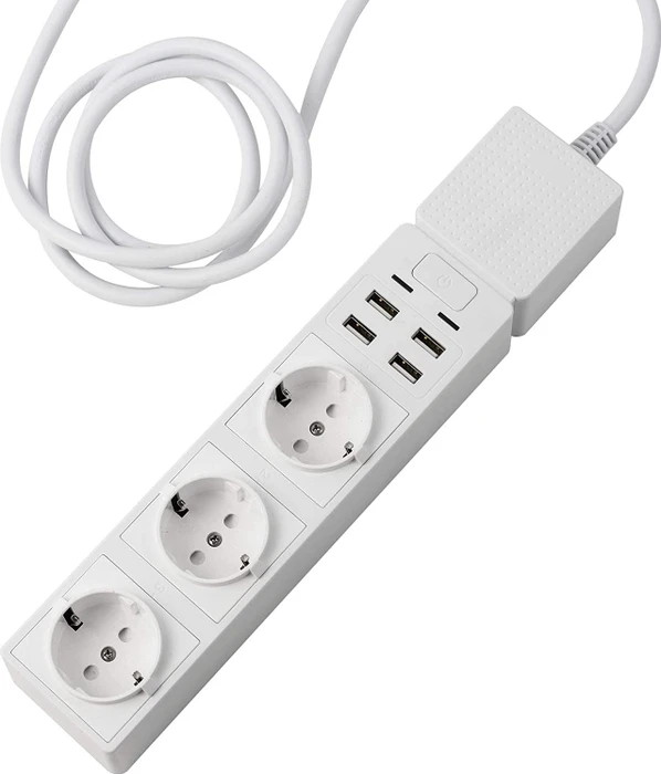 Edimax WLAN-Steckdosenleiste 3-fach weiß, 2300W, 4x USB-A, Smart-Steckdosenleiste